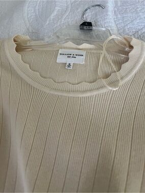 Willow & Wind Cream Ribbed Scallop Neck Mini Dress